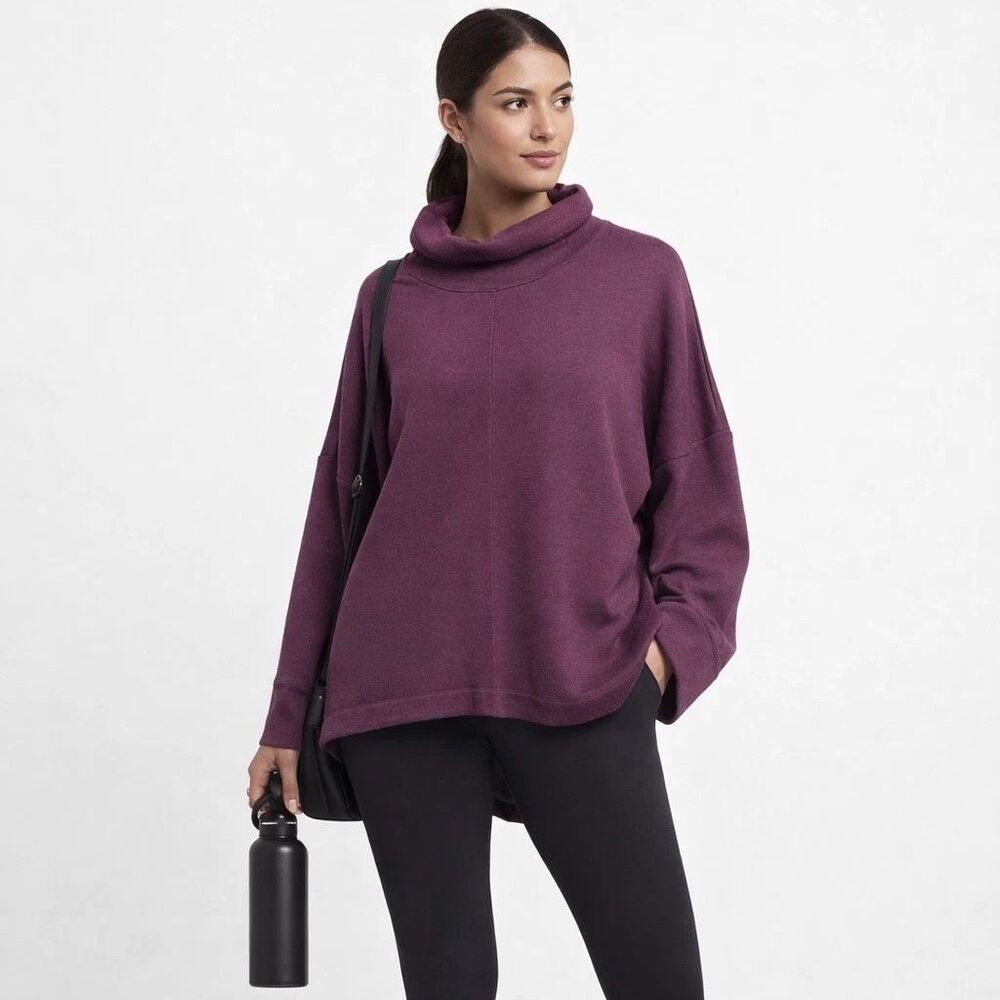 Athleta Women's Size MEDIUM Karma Funnel Neck Sweatshirt Spiced Cabernet Cozy